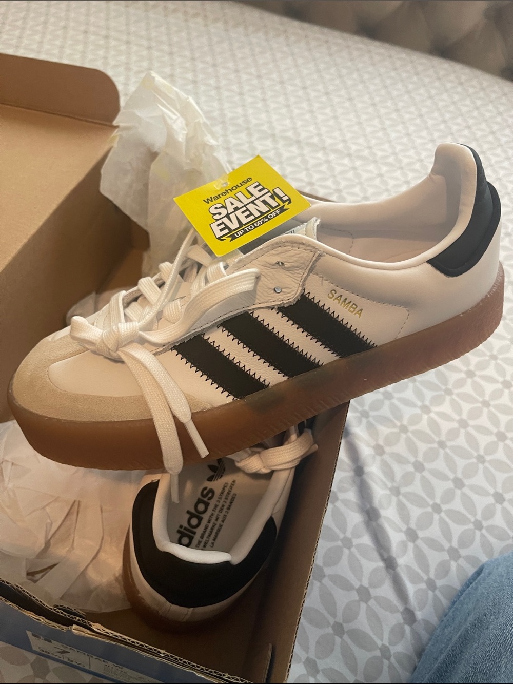 adidas Samba White Black Sneakers with Gum Sole
